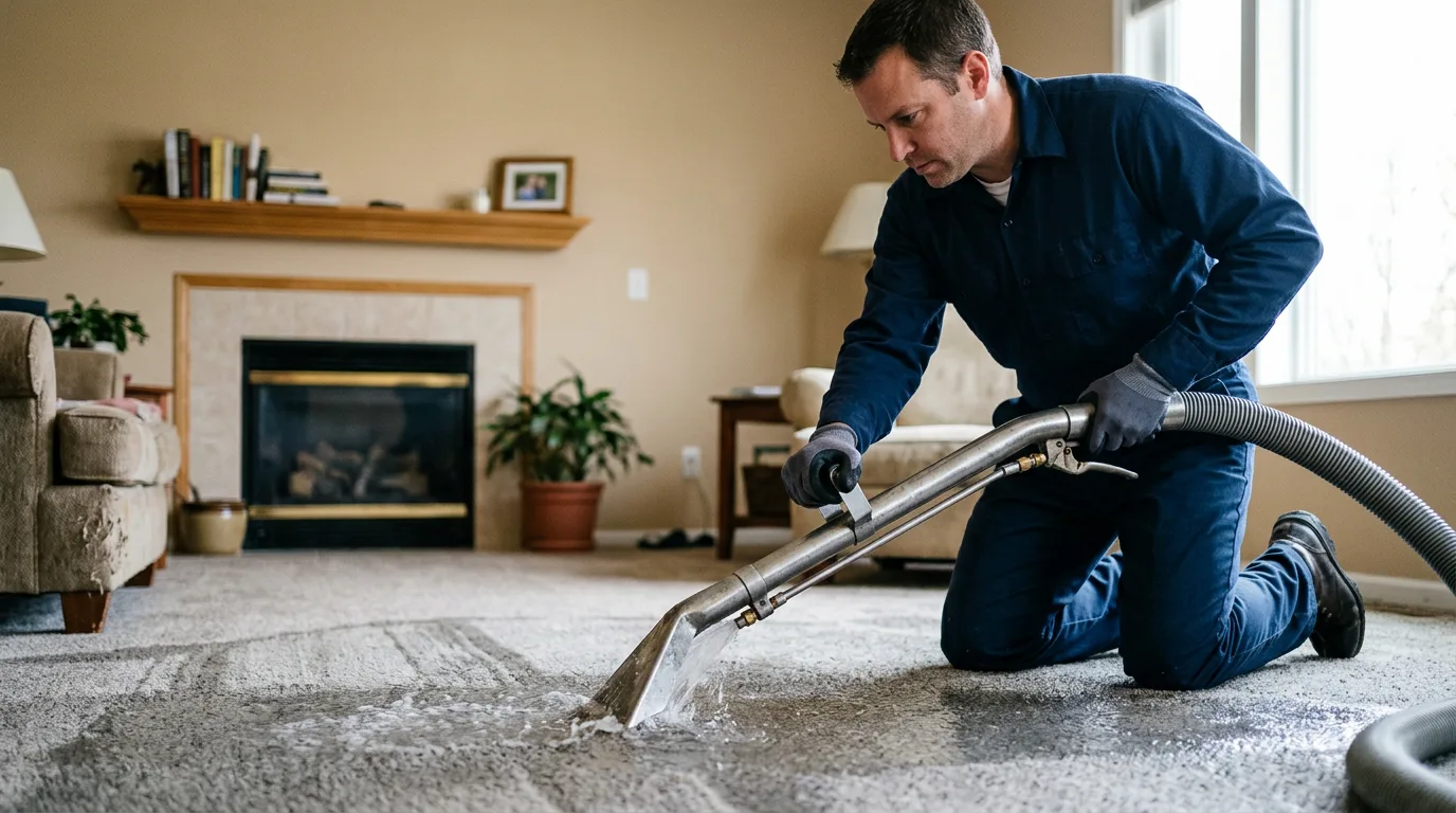 Water damage restoration technician working near Conger, MN
